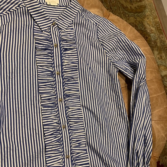 Kate Spade Silk Striped Ruffle Blouse - Picture 6 of 10